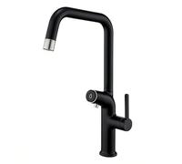 GLYYR Rubinetto Cucina con purificateur, Rubinetto Lavello Cucina in Ottone Miscelatore Girevole a 360° con acqua potabile e acqua gassata, Spruzzo Miscelatore Cucina Alta Pressione Monocomando, Nero