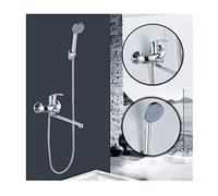 GLYYR Rubinetto per Vasca a Parete in Ottone Becco Lungo Miscelatore con Maniglia Singola Comando Acqua Calda e Fredda Rubinetto Vasca Doccetta per Bagno