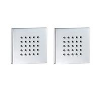 GLYYRLR Bocchetta per Massaggi Cromato Bocchette Laterali per la Doccia in Ottone Quadrato Getti Idromassaggio Doccia Rettangolare Ugello per Massaggi a Parete Bagno Accessori, 10x10 cm,2 Pack