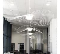 GLZXMQBP Retrò Lampadario Da Soggiorno Vertigo Lampada A Sospensione 80 Cm 100 120 170 Cm, Moderna Lampada Vintage in Fibra Di Vetro + Cappello Creativo PU Nero,Blanc,170cm