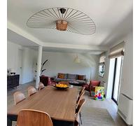 GLZXMQBP retrò Lampadario da Soggiorno Vertigo Lampada A Sospensione 80 Cm 100 120 170 Cm, Moderna Lampada Vintage in Fibra di Vetro + Cappello Creativo PU Nero,Café,200cm