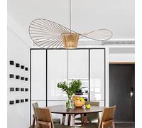 GLZXMQBP Retrò Lampadario Da Soggiorno Vertigo Lampada A Sospensione 80 Cm 100 120 170 Cm, Moderna Lampada Vintage in Fibra Di Vetro + Cappello Creativo PU Nero,Marron,100cm