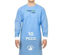 GM 10 Camici Taglia XL in TNT 40 g/m² - Camici Monouso Idrorepellenti e Antistatici, Con Polsini in Tessuto Elastico, Adatti per Ospedali, Laboratorio, Ambulatorio, Cliniche e Case di Riposo