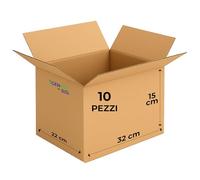 GM 10 Scatole Cartone Avana 32x22x15 h cm - Mono Onda Resistenti per Imballaggio, Spedizioni e E-Commerce - Cartoni Trasloco e Packaging Riciclabile, Vari formati, Ideali per Uffici e Aziende