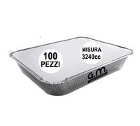 GM - 100 Contenitori Alluminio 8 Porzioni 3240 cc con 100 Coperchi Alluminizzati, Vaschette Extra Capienti Ideali per Forno, Congelamento, Gastronomia, Catering e Asporto Professionale