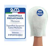 GM 100 Manopole Saponate Monouso di Alta Qualità, Impermeabili all'interno, con Soffice Spugna Esterna, Guanti Saponati Monouso Delicatamente Profumati, Senza Risciacquo, Spugne per Anziani Monouso