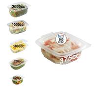 GM 100 Pezzi Contenitori Ermetici per Alimenti Caldi con Coperchio, Formato 375 Ml, Vaschette Termiche con chiusura Ermetica Salvaliquidi, Utilizzabili in Forno Microonde, Congelatore, Riutilizzabili