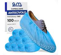 GM 100 Pezzi Copriscarpe Monouso Antiscivolo in TNT Resistenti e Robusti - Copriscarpe Impermeabili - Calzari Monouso Usa e Getta da Casa, per Pioggia - Calzari Antipioggia - Sovrascarpe da Interno