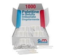 GM 1000 Palettine Caffe Monouso 9cm In Legno Di Betulla Imbustate Singolarmente, Palette Caffè Biodegradabili, Compostabili E Resistenti al Calore