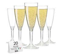 GM 20 Pezzi Bicchieri Flute Trasparenti cc.120, Calice Monouso, Usa e Getta, per Prosecco, Champagne, Bollicine, per Bar o uso Casalingo, in PET Riciclabile