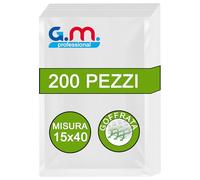 GM 200 Sacchetti Sottovuoto Alimenti Goffrati per Alimenti 15x40 - Adatti a Tutte le Macchine Sottovuoto - Buste Alimenti per Conservazione e Cottura - Sacchetti Trasparenti Senza BPA