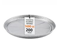 GM 200 Vaschette Alluminio Rotonde 33 cm da 1690 cc - Usa e Getta per Forno e Congelatore - Ideali per Torte e Gastronomia