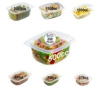GM 200 Vaschette per Alimenti Caldi Ondabox - Formato 500 Ml - Contenitori Ermetici per Alimenti Caldi, Salvaliquidi, Riutilizzabili - Contenitori per Microonde