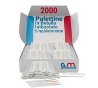 GM 2000 Palettine Caffe Monouso 9cm In Legno Di Betulla Imbustate Singolarmente, Palette Caffè Biodegradabili, Compostabili E Resistenti al Calore