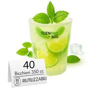 GM 40 Bicchieri Cocktail da 350 ml, Lavabili, Trasparenti Satinati in PP, Infrangibili, Riutilizzabili, per Cocktail, Long Drink, Gin Tonic, Mojito, Aperol Spritz, Feste, Party, Made in Italy