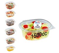 GM 50 Vaschette per Alimenti Riutilizzabili con Coperchio Ovali Trasparenti in Pet Misura 1500 cc Contenitori con Coperchio Unito Trasparente Vaschette per Alimenti Riutilizzabili Chiusura ermetica