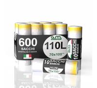GM 600 Sacchi Spazzatura Con Maniglie 70x110 cm, Colore TRASPARENTE, Capacità 110 Litri, Antigoccia, Sacchetti per Raccolta Differenziata, Fatti in plastica LDPE Made in Italy, 60 Rotoli da 10 Pezzi