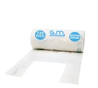 GM - 720 Buste Shopper Bio Bianche 30x60 cm con Manico, 12 Rotoli Compostabili Resistenti Pensate per Ortofrutta, Spesa e Raccolta Umido, Sacchetti Idonei al Contatto Alimentare