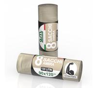 GM 8 Sacchi Ambra Trasparenti Grandi Resistenti misura 90x120 cm in Plastica HDPE, 130 litri, Sacchetti indifferenziata, Buste spazzatura, Bustoni immondizia condominiali, 1 Rotolo da 8 Buste