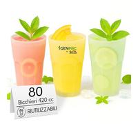 GM 80 Bicchieri Cocktail da 420 ml, Lavabili, Trasparenti in PP, Infrangibili, Riutilizzabili, per Cocktail, Long Drink, Gin Tonic, Mojito, Aperol Spritz, Feste, Party, Made in Italy