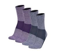 GM Apparel Calzini da trekking da donna con tacco e suola imbottiti, 2 paia, imbottitura extra e comfort, Viola+Navy, 4-8