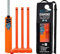 GM | Ben Stokes Diamond Endorsed - Set da cricket in plastica per tutte le stagioni, 1 mazza sagomata, 1 palla in gomma rossa morbida, 3 paletti, borsa per il trasporto, misura 6, per giocatori da 157