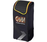 GM, borsone da cricket Rival Wheelie | Custodia per 1 mazza | Cinghie comode regolabili | Tunnel per scarpe | Volume - 55 litri | Poliestere resistente 600 denari | Nero Rosso e Giallo | Gunn & Moore