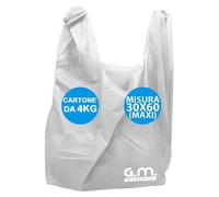 GM - Kg.24 Buste Spesa Biodegradabili con Manico, Mis.30x60, Circa 1350 Pezzi Totali, Shopper Bianche Compostabili Per Alimenti, Sacchetti Extra Resisenti (Misura MAXI)