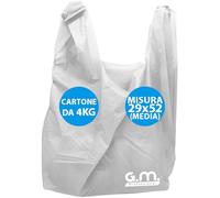 GM - Kg.4 Buste Spesa Biodegradabili con Manico, 29x52 cm, Circa 200 Pezzi Totali, Shopper Bianche Compostabili Per Alimenti, Sacchetti Extra Resisenti, Buste per Rifiuti Organici (MISURA MEDIA)