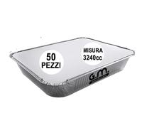 GM KIT 50 Vaschette Alluminio 8 Porzioni da 3240cc. + 50 Coperchi in Cartoncino/Alluminio, Contenitori Alimenti Usa e Getta con Coperchio, Teglie da forno Adatte al Congelamento, Cottura e Asporto
