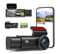 GMAIPOP Dash Cam 4K anteriore e posteriore a 3 canali, sensore Starvis, Wi-Fi da 5 GHz, scheda da 64 GB inclusa, 2160P + 1080P + 1080P, schermo IPS da 3,1 pollici