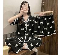 GMAYO Camicia da Notte,3 Pezzi Pigiama Donna Set Pigiama Raso Grande Taglia Vestiti casa Pantaloni Lunghi Pigiama Domestico