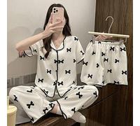 GMAYO Camicia da Notte,3 Pezzi Pigiama Donna Set Pigiama Raso Grande Taglia Vestiti casa Pantaloni Lunghi Pigiama Domestico