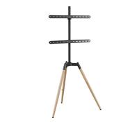 GMB-Audio - Supporto girevole per TV a 32" - 65", regolabile in altezza, compatibile con VESA 600 x 400 mm, con gestione dei cavi, colore nero/legno - Design moderno per angoli di visione ottimali