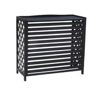 GMBAYUE Copri Condizionatore da Esterno Legno Copricondizionatore per Giardino, Recinzioni per Schermi Privacy, Supporto Decorativo del Condizionatore D'aria, Facile da Installare (Color : Negro, Si