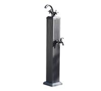 GMBAYUE Fontana a Colonna da Giardino Esterno, Fontana da Giardino Moderna, Scarico Doppio Rubinetto, Porta Tubo da Giardino, Utilizzata per L'irrigazione e L'innaffiamento del Giardino.(Black)