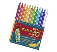 GMBYLBY 12 colori metallici acrilico marcatore doppia testa metallico vernice acrilica penna per scrapbooking creazione di biglietti diario fine art marcatori mestiere set
