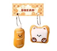 GMBYLBY 2Pcs Cartoon Pane a forma di peluche farcito giocattolo con portachiavi amante del cibo amico borsa decorazione texture morbida