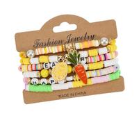 GMBYLBY 6pcs Polimeri A Tema Pasquale Multiuso Multipurico Braccialetti Tallone Argilloso Vibrante Portatile Per Feste Vacanze Accessori A Tema Vacanze