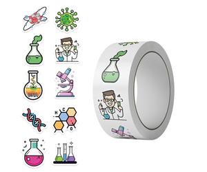 GMBYLBY Adesivo per auto con tema esperimento scientifico, adatto per custodie per cellulari, artigianato, scrapbooking, materiali PVC, materiale per diario artistico, adesivo chimico impermeabile