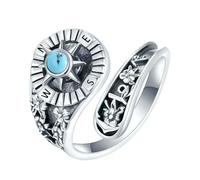 GMBYLBY Anelli Vintage Regolabile Da Donna Con Bussola Tema Turchese Naturale Gioielli Simbolici Per Il Vostro Compleanno Vintage