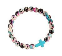 GMBYLBY Bracciale con croci Meditazione ispiratrice Bracciale con Perline in Pietra Colorata per Le Donne Bracciale con croci per Gioielli spirituali Che ispirano la Fede