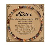 GMBYLBY Braccialetto in pietra regolabile realizzato a mano per tutte le età con un biglietto di benedizione e regali di amicizia multicolore, Taglia unica, come descritto