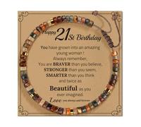 GMBYLBY Braccialetto in pietra regolabile realizzato a mano per tutte le età con un biglietto di benedizione e regali di amicizia multicolore, Taglia unica, come descritto