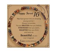 GMBYLBY Braccialetto in pietra regolabile realizzato a mano per tutte le età con un biglietto di benedizione e regali di amicizia multicolore, Taglia unica, come descritto