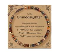 GMBYLBY Braccialetto in pietra regolabile realizzato a mano per tutte le età con un biglietto di benedizione e regali di amicizia multicolore, Taglia unica, come descritto