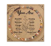 GMBYLBY Braccialetto in pietra regolabile realizzato a mano per tutte le età con un biglietto di benedizione e regali di amicizia multicolore, Taglia unica, come descritto