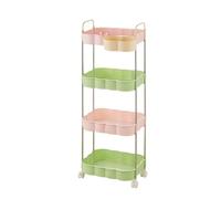 GMBYLBY Carrello Multiuso Portatile Con 2/3/4 Ripiani Cestini Con Grande Capacità E Ruote Fissabili Per La Conservazione Lavanderia Casa Ufficio