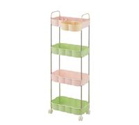 GMBYLBY Carrello Multiuso Portatile Con 2/3/4 Ripiani Cestini Con Grande Capacità E Ruote Fissabili Per La Conservazione Lavanderia Casa Ufficio