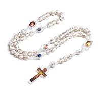 GMBYLBY Collana di perle, rosario con ciondolo a croce, semplice, cattolica, per perle religiose cristiane in plastica, unica, resistente e durevole, Einheitsgröße, come descritto, come descritto